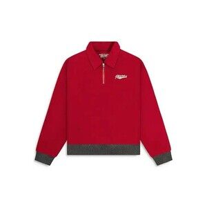PAPER PLANES Sweatshirt Mens Medium Red Reverse Fleece Half Zip Pullover $138